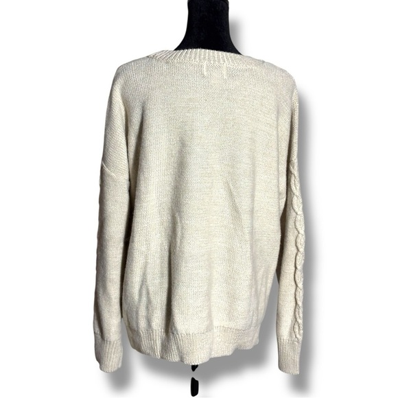 St. John’s Bay Cozy Relaxed Fit Crewneck Lightweight Cream Knit Sweater - Picture 6 of 16